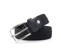 Elegantyl Herren Elastischer Taillengürtel Canvas Stretch Geflochtener Gürtel 3,4cm Breite Jeansgürtel Bekleidungszubehör, Schwarz, 155cm
