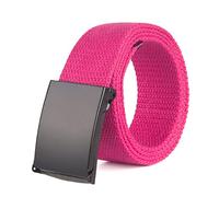 Elegantyl Herren Gürtel Männlich Casual Metallschnalle Plain Webbing Canvas Gürtel Breite 3,8cm Nylon geflochtener Gürtel, Rosenrot, 135cm