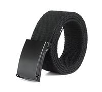 Elegantyl Herren Gürtel Männlich Casual Metallschnalle Plain Webbing Canvas Gürtel Breite 3,8cm Nylon geflochtener Gürtel, Schwarz, 150cm