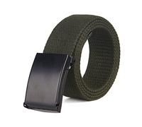 Elegantyl Herren Gürtel Männlich Casual Metallschnalle Plain Webbing Canvas Gürtel Breite 3,8cm Nylon geflochtener Gürtel, Armeegrün, 135cm
