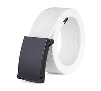 Elegantyl Herren Gürtel Männlich Casual Metallschnalle Plain Webbing Canvas Gürtel Breite 3,8cm Nylon geflochtener Gürtel, Weiß, 145cm