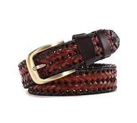 Elegantyl Herren Leder geflochtene Gürtel Gurtband Hand Vintage Gürtel für Herren Gold Dornschließe Lässig für Jeans Gürtel, 105cm