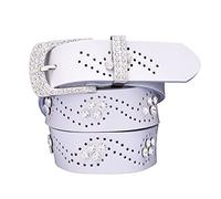 Elegantyl Hohlgürtel für Damen Ledergürtel Strass Taillenriemen Breite 3,3cm Damen Bekleidung Accessoires, Weiß, 95cm
