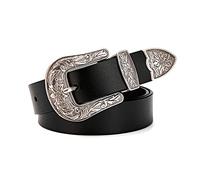 Elegantyl Leder Deko Gürtel Damen Retro Ledergürtel Punk 2,8cm Breite Gürtel für Damen Bekleidung Accessoires, Schwarz, 100cm