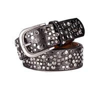 Elegantyl Leder + Pu-Nietengürtel, Strass, Damengürtel mit Nieten, Damen-Casual-Gürtel für Jeans-Accessoires, 110cm