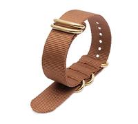 Elegantyl Nato-Uhrenarmband aus Nylon 18mm 20mm 22mm 24mm Sportarmband mit goldener Edelstahlschnalle mit 5 Ringen, Braun, 22mm