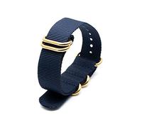 Elegantyl Nato-Uhrenarmband aus Nylon 18mm 20mm 22mm 24mm Sportarmband mit goldener Edelstahlschnalle mit 5 Ringen, Blau, 20mm
