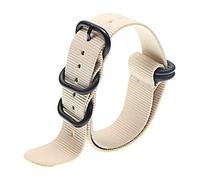 Elegantyl Nato Uhrenarmband Nylonband Schwarz 5 Ringe Schnalle 18mm 20mm 22mm 24mm Gestreiftes Armband Uhrenzubehör, Beige, 24mm