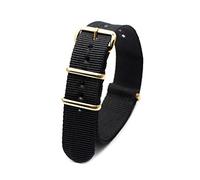 Elegantyl Nylon-Ersatzarmband Bunte Stoff-Nylon-Uhrenarmbänder mit goldener Schnalle 18 20 22 24mm, Schwarz, 20mm