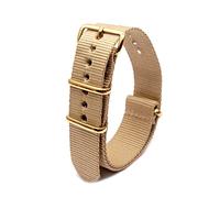 Elegantyl Nylon-Ersatzarmband Bunte Stoff-Nylon-Uhrenarmbänder mit goldener Schnalle 18 20 22 24mm, Khaki, 18mm