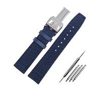 Elegantyl Nylon + Leder Uhrenarmbänder Herren Grün/Schwarz Uhrenarmband mit silberner Dornschließe 20mm 21mm 22mm, 21mm