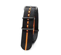 Elegantyl Nylon Nato Uhrenarmband Schwarz + Orange Gestreiftes Armband Verstellbares Nylon Uhrenarmband 18/20/22/24mm Uhrenzubehör, 20mm