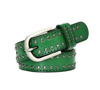 Elegantyl Punk Style Lady Belts Niet Damen Gürtel Ledergürtel Vintage Damen Gürtel für Jeans Accessoires, Grün, 100cm