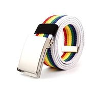 Elegantyl Rainbow Stripes Tactical Military Herren Nylongürtel 3,8cm Breite Casual Jeans Damen Canvas Gürtel, Weiß, 140cm