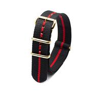 Elegantyl Uhrenarmband aus Nylon mit goldener Schnalle, Nylonstreifen, Uhrenzubehör, 18mm, 20mm, 22mm, 24mm, 20mm