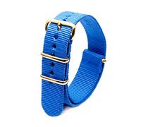 Elegantyl Uhrenarmband aus Nylon mit goldener Schnalle, Nylonstreifen, Uhrenzubehör, 18mm, 20mm, 22mm, 24mm, Himmelblau, 20mm