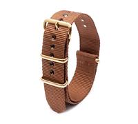 Uhrenarmband aus Nylon mit goldener Schnalle, Nylonstreifen, Uhrenzubehör, 18mm, 20mm, 22mm, 24mm, Braun, 20mm