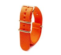 Elegantyl Uhrenarmband aus Nylon mit goldener Schnalle, Nylonstreifen, Uhrenzubehör, 18mm, 20mm, 22mm, 24mm, Orange, 18mm