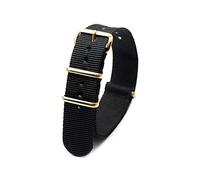 Uhrenarmband aus Nylon mit goldener Schnalle, Nylonstreifen, Uhrenzubehör, 18mm, 20mm, 22mm, 24mm, Schwarz, 20mm