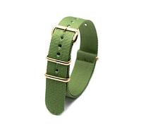 Elegantyl Uhrenarmband aus Nylon mit goldener Schnalle, Nylonstreifen, Uhrenzubehör, 18mm, 20mm, 22mm, 24mm, Grün, 18mm