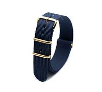 Uhrenarmband aus Nylon mit goldener Schnalle, Nylonstreifen, Uhrenzubehör, 18mm, 20mm, 22mm, 24mm, Blau, 20mm