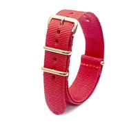 Elegantyl Uhrenarmband aus Nylon mit goldener Schnalle, Nylonstreifen, Uhrenzubehör, 18mm, 20mm, 22mm, 24mm, Rot, 18mm