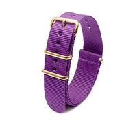 Elegantyl Uhrenarmband aus Nylon mit goldener Schnalle, Nylonstreifen, Uhrenzubehör, 18mm, 20mm, 22mm, 24mm, Violett, 20mm