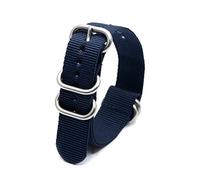 Elegantyl Uhrenarmband mit Nylonstreifen Nato-Armband 18mm - 24mm Uhrenzubehör mit silberner 5-Ring-Metallschnalle, Blau, 18mm