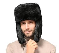 Elegtiskas Winter Trapper Hat with Flaps Faux Fur Winter Hunting Hat Russian Ushanka Hat for Men Women