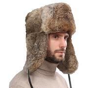 Elegtiskas Winter Trapper Hat with Flaps Faux Fur Winter Hunting Hat Russian Ushanka Hat for Men Women