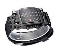 Elektronische LED-Uhr Unisex PU-Armband Datums Funktion Armbanduhr mit Binär Display für Männer Frauen Quadratisches Zifferblatt Design