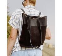 ELEKTROPULLI Quadratische Rucksacktasche QUINN aus Leder Schwarz Meliert / Matt / Gold Ca 33 x 33 x 7 cm