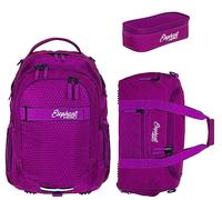 Elephant 3 Teile Set Schulrucksack Jungen Mädchen Signature Hero 2 Schultasche Laptopfach Rucksack + Sporttasche + Mäppchen Box (Wild Berry 12993 (Violett))