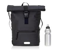 Elephant Rucksack Herren Plane Time Bag Kurierrucksack Roll-Top Fahrradrucksack Sport Fitness Damen 23 Liter A4 12821 + Flasche (12825 Black Uni)