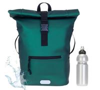 Elephant Rucksack Herren Plane Time Bag Kurierrucksack Roll-Top Fahrradrucksack Sport Fitness Damen 23 Liter A4 12821 + Flasche (Green Metallic 13074)