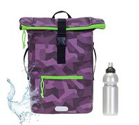 Elephant Rucksack Herren Plane Time Bag Kurierrucksack Roll-Top Fahrradrucksack Sport Fitness Damen 23 Liter A4 12821 + Flasche (12824 Cyber Camo Violett)