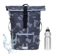 Elephant Rucksack Herren Plane Time Bag Kurierrucksack Roll-Top Fahrradrucksack Sport Fitness Damen 23 Liter A4 12821 + Flasche (12824 Cyber Camo Schwarz)