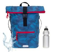 Elephant Rucksack Herren Plane Time Bag Kurierrucksack Roll-Top Fahrradrucksack Sport Fitness Damen 23 Liter A4 12821 + Flasche (12824 Cyber Camo Blau)