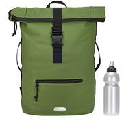 Elephant Rucksack Herren Plane Time Bag Kurierrucksack Roll-Top Fahrradrucksack Sport Fitness Damen 23 Liter A4 12821 + Flasche (12825 Oliv Uni)