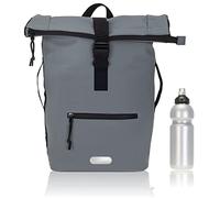 Elephant Rucksack Herren Plane Time Bag Kurierrucksack Roll-Top Fahrradrucksack Sport Fitness Damen 23 Liter A4 12821 + Flasche (12825 Grey Uni)