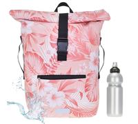 Elephant Rucksack Herren Plane Time Bag Kurierrucksack Roll-Top Fahrradrucksack Sport Fitness Damen 23 Liter A4 12821 + Flasche (12818 Coral Flower (3))