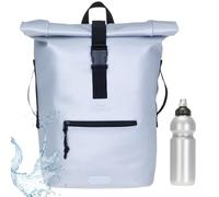 Elephant Rucksack Herren Plane Time Bag Kurierrucksack Roll-Top Fahrradrucksack Sport Fitness Damen 23 Liter A4 12821 + Flasche (Silver Titan Metallic 13074)
