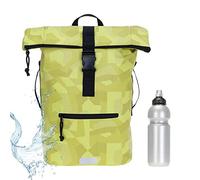 Elephant Rucksack Time Bag A4 Plane 12824 Cyber Camo Gelb +Flasche | Damen Herren Kurierrucksack Roll-Top Fahrradrucksack Sport Fitness 23 Liter Freizeit Brustgurt Fahrrad Kurier Laptopfach