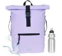 Elephant Rucksack Time Bag Damen A4 Plane 12825 Pastell Flieder 2 + Flasche | Mädchen Kurierrucksack Roll-Top Fahrradrucksack Sport Fitness 23 Liter Freizeit Brustgurt Fahrrad Kurier Laptopfach