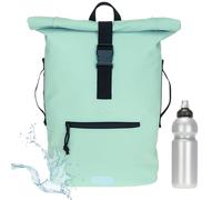 Elephant Rucksack Time Bag Damen A4 Plane 12825 Pastell Grün 1 + Flasche | Mädchen Kurierrucksack Roll-Top Fahrradrucksack Sport Fitness 23 Liter Freizeit Brustgurt Fahrrad Kurier Laptopfach