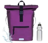 Elephant Rucksack Time Bag Damen A4 Plane 13074 Berry Metallic + Flasche | Mädchen Kurierrucksack Roll-Top Fahrradrucksack Sport Fitness 23 Liter Freizeit Brustgurt Fahrrad Kurier Laptopfach