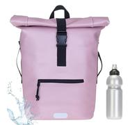 Elephant Rucksack Time Bag Damen A4 Plane 13074 Rosa Metallic + Flasche | Mädchen Kurierrucksack Roll-Top Fahrradrucksack Sport Fitness 23 Liter Freizeit Brustgurt Fahrrad Kurier Laptopfach