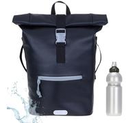 Elephant Rucksack Time Bag Roll-Top A4 Plane 13075 Carbon S Grey +Flasche | Damen Herren Kurierrucksack Roll-Top Fahrradrucksack Sport Fitness 23 Liter Freizeit Brustgurt Fahrrad Kurier Laptopfach