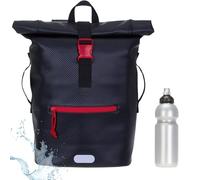 Elephant Rucksack Time Bag Roll-Top A4 Plane 13075 Carbon S Rot + Flasche | Damen Herren Kurierrucksack Fahrradrucksack Sport Fitness 23 Liter Freizeit Brustgurt Fahrrad Kurier Laptopfach