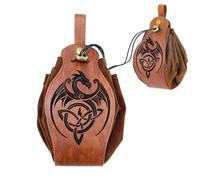 Elepl Mittelalter Tasche Kordelzug Geldbörse Lederbeutel Vintage Gürteltasche Mittelalterliche Kunstledertasche Zubehör Tragbare Modische Wikingertasche